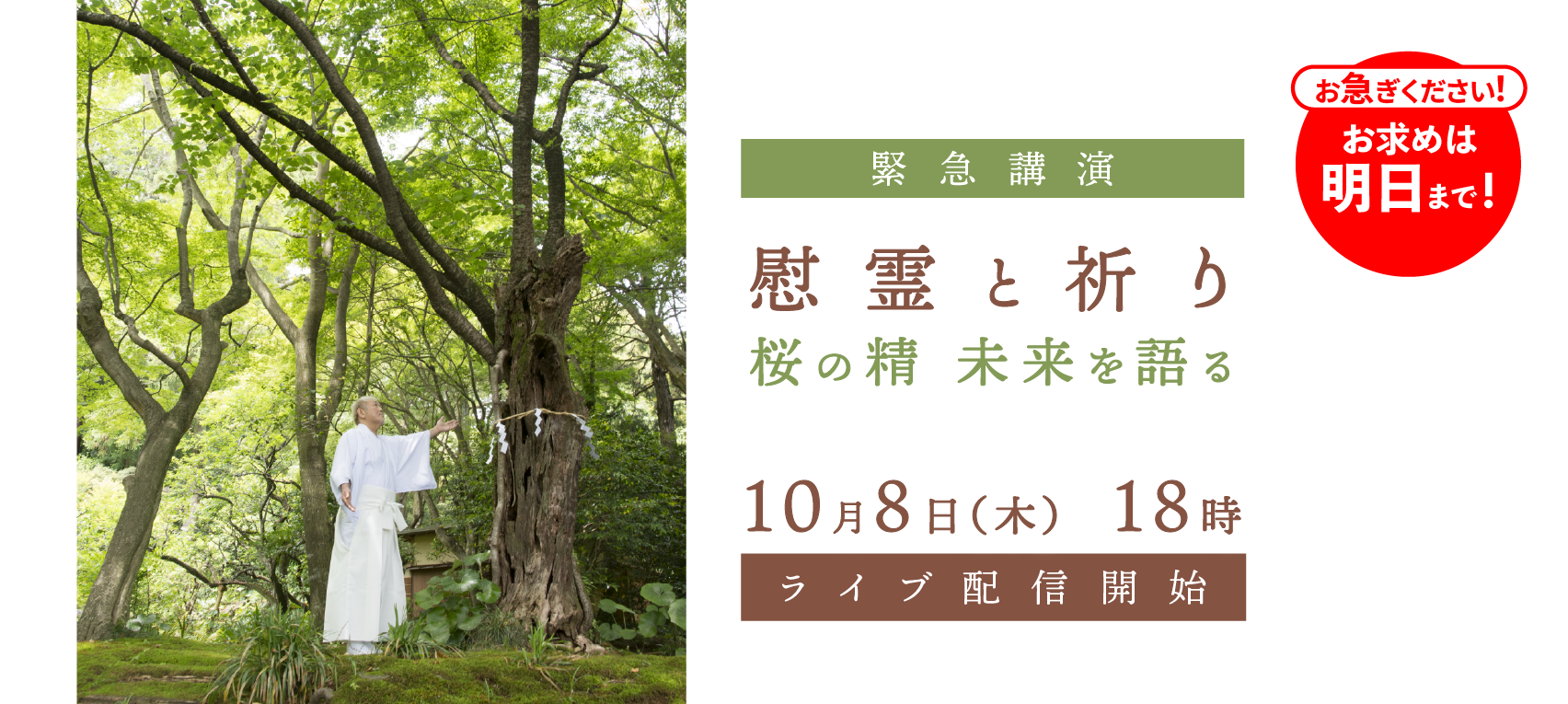 【10/8緊急講演】ライブ配信『慰霊と祈り 桜の精未来を語る』